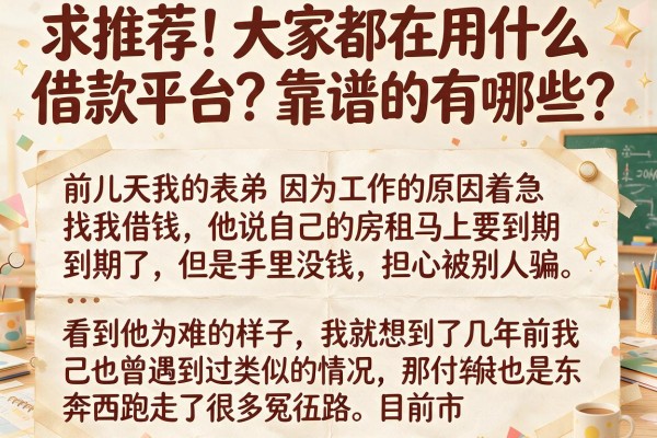求推荐！大家都在用什么借款平台？靠谱的有哪些？
