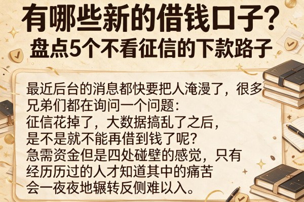 有哪些新的借钱口子？盘点5个不看征信的下款路子