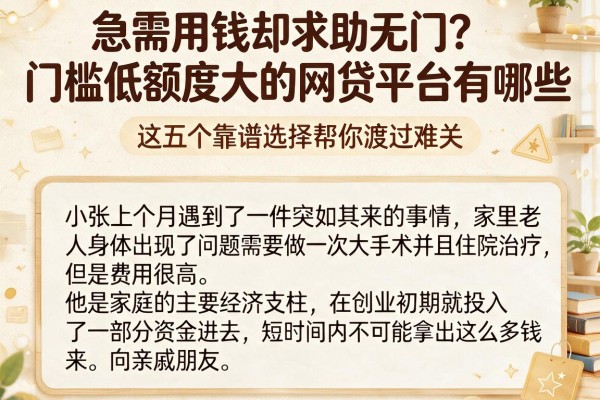 急需用钱却求助无门？门槛低额度大的网贷平台有哪些，这五个靠谱选择帮你渡过难关