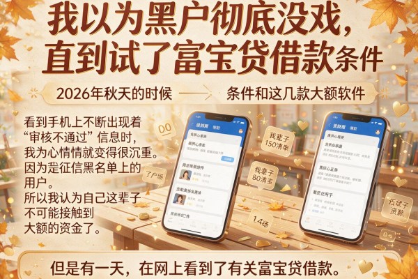 我以为黑户彻底没戏，直到试了富宝贷借款条件和这几款大额软件