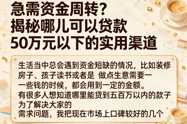 急需资金周转？揭秘哪儿可以贷款50万元以下的实用渠道