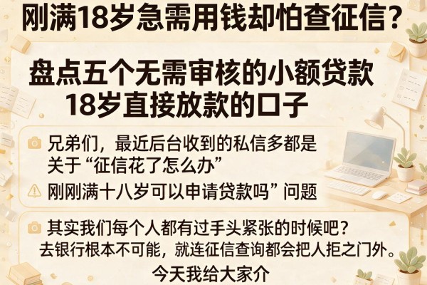 刚满18岁急需用钱却怕查征信?盘点五个无需审核的小额贷款18岁直接放款的口子