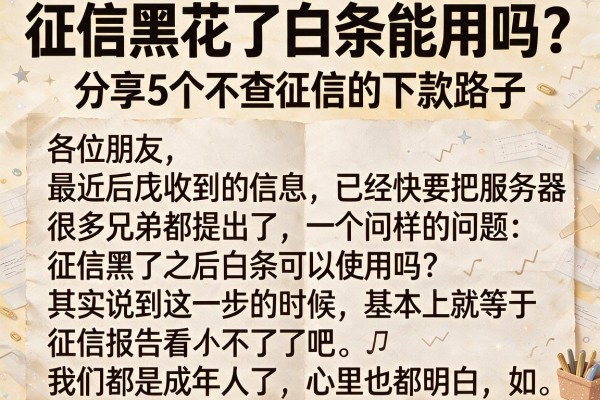 征信黑花了白条能用吗？分享5个不查征信的下款路子
