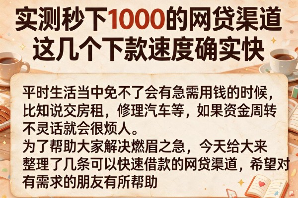 实测秒下1000的网贷渠道，这几个下款速度确实快