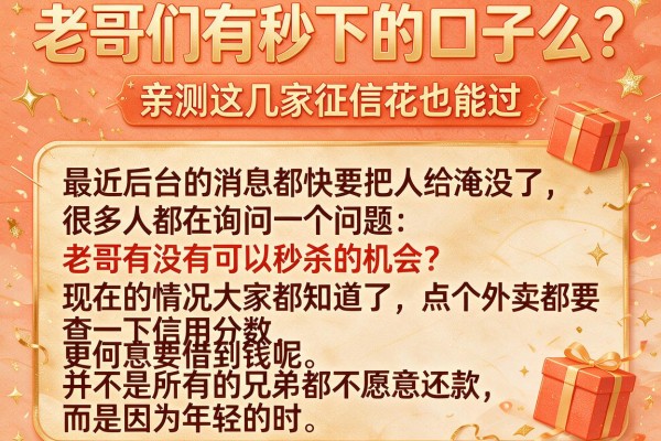老哥们有秒下的口子么？亲测这几家征信花也能过