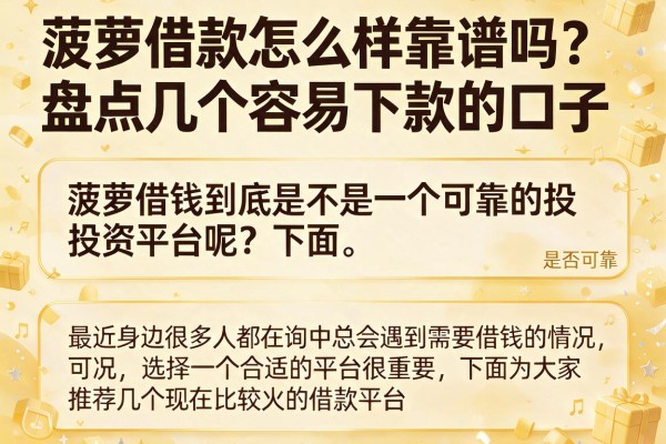 菠萝借款怎么样靠谱吗？盘点几个容易下款的口子