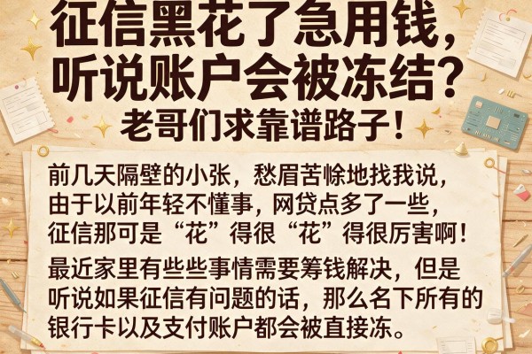 征信黑花了急用钱，听说账户会被冻结？老哥们求靠谱路子！