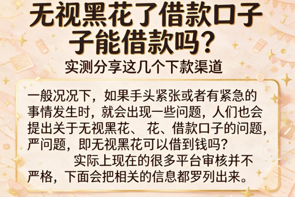 无视黑花了借款口子能借款吗？实测分享这几个下款渠道
