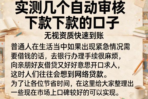 实测几个自动审核下款的口子，无视资质快速到账