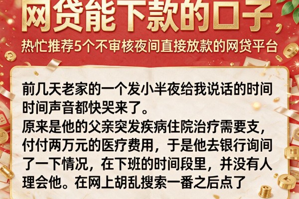 网贷能下款的口子，热忱推荐5个不审核夜间直接放款的网贷平台