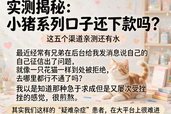 实测揭秘：小猪系列口子还下款吗？这五个渠道亲测还有水