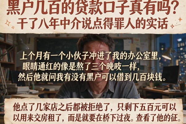 黑户几百的贷款口子真有吗？干了八年中介说点得罪人的实话