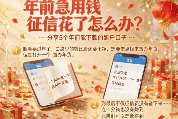 年前急用钱征信花了怎么办？分享5个年前能下款的黑户口子