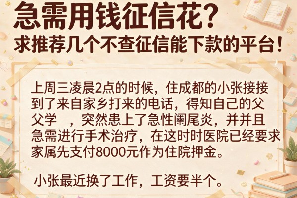 急需用钱征信花？求推荐几个不查征信能下款的平台！