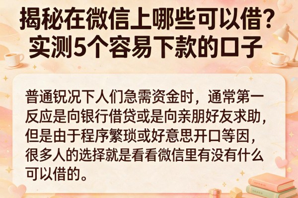 揭秘在微信上哪些可以借？实测5个容易下款的口子