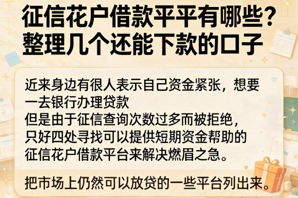 征信花户借款平台有哪些？整理几个还能下款的口子