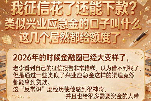 我征信花了还能下款？类似兴业应急金的口子叫什么，这几个居然都给额度了