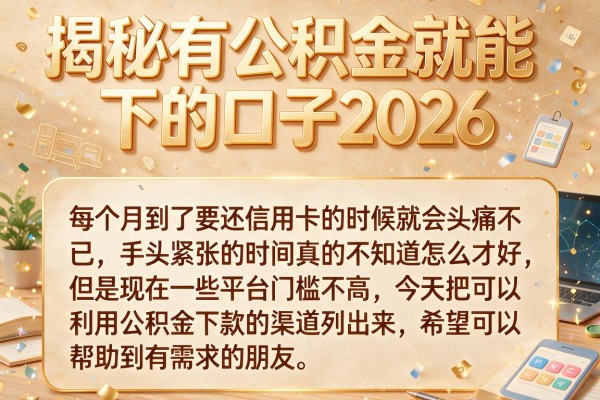 揭秘有公积金就能下的口子2026，这几个渠道审批快
