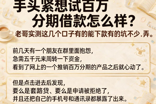手头紧想试百万分期借款怎么样？老哥实测这几个口子有的能下款有的坑不少