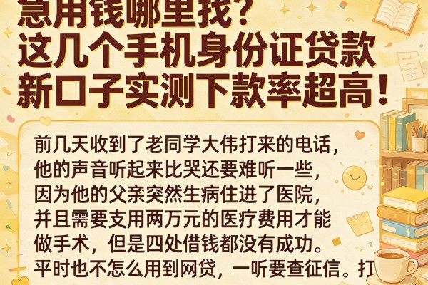 急用钱哪里找？这几个手机身份证贷款新口子实测下款率超高！