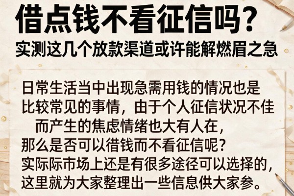 借点钱不看征信吗？实测这几个放款渠道或许能解燃眉之急
