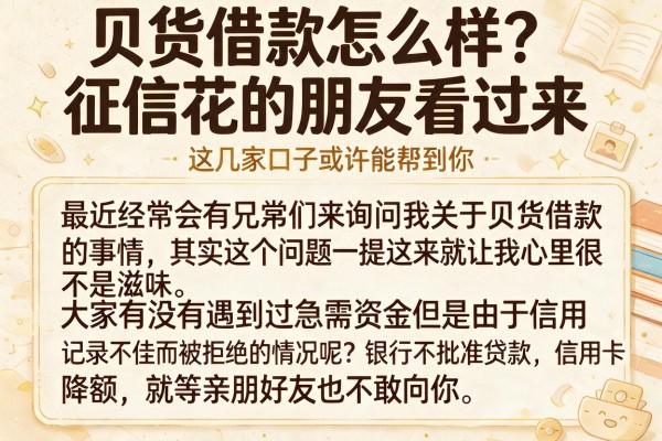 贝货借款怎么样？征信花的朋友看过来，这几家口子或许能帮到你