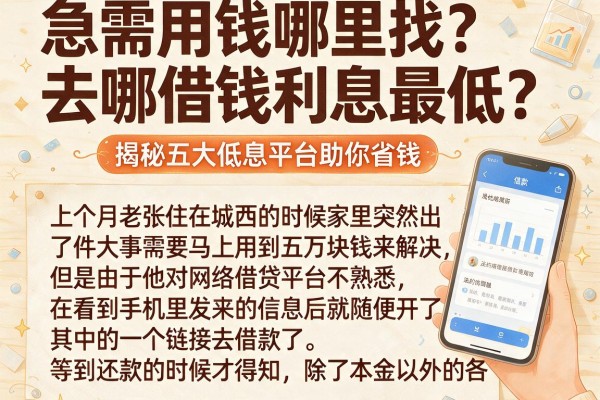 急需用钱哪里找？去哪借钱利息最低？揭秘五大低息平台助你省钱