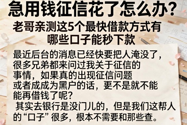 急用钱征信花了怎么办？老哥亲测这5个最快借款方式有哪些口子能秒下款