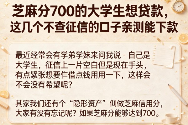 芝麻分700的大学生想贷款,这几个不查征信的口子亲测能下款