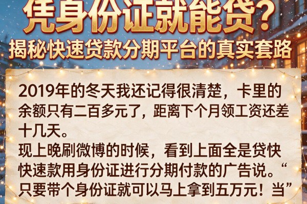 凭身份证就能贷？揭秘快速贷款分期平台的真实套路