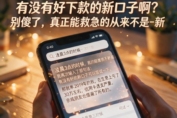 有没有好下款的新口子啊?别傻了,真正能救急的从来不是-新-