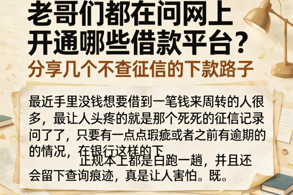 老哥们都在问网上开通哪些借款平台？分享几个不查征信的下款路子