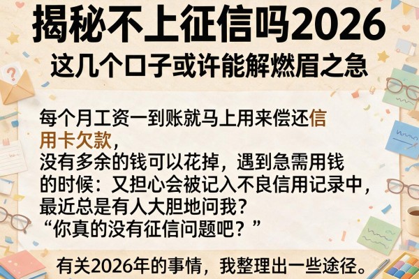 揭秘不上征信吗2026，这几个口子或许能解燃眉之急