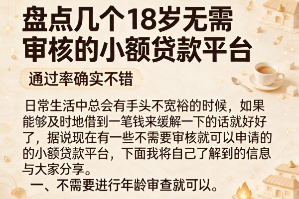 盘点几个18岁无需审核的小额贷款平台，通过率确实不错