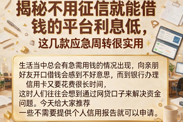 揭秘不用征信就能借钱的平台利息低，这几款应急周转很实用