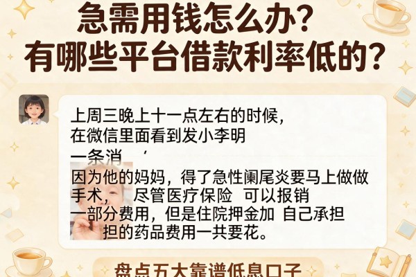 急需用钱怎么办？有哪些平台借款利率低的？盘点五大靠谱低息口子