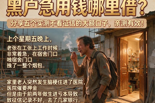 黑户急用钱哪里借？分享五个实测不看征信的大额口子，亲测有效！
