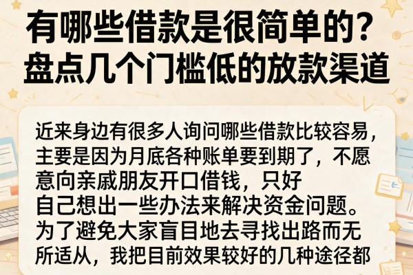 有哪些借款是很简单的？盘点几个门槛低的放款渠道