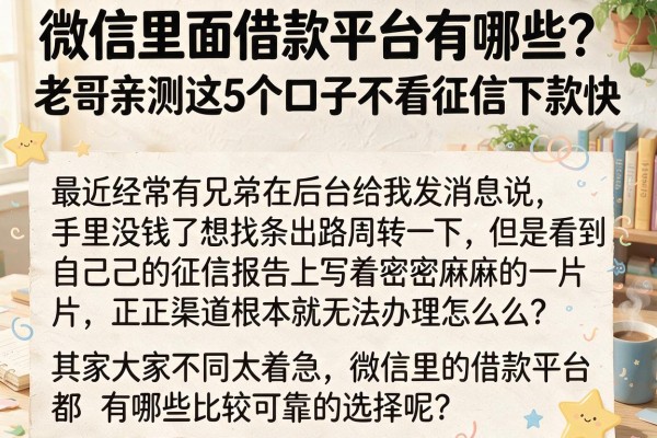 微信里面借款平台有哪些？老哥亲测这5个口子不看征信下款快