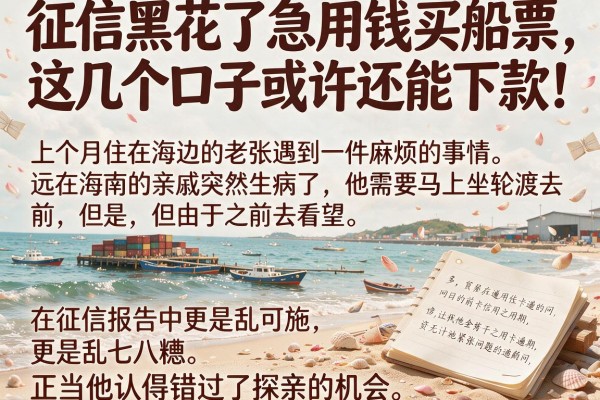 征信黑花了急用钱买船票，这几个口子或许还能下款！