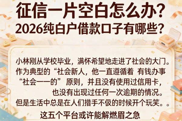 征信一片空白怎么办？2026纯白户借款口子有哪些？这五个平台或许能解燃眉之急