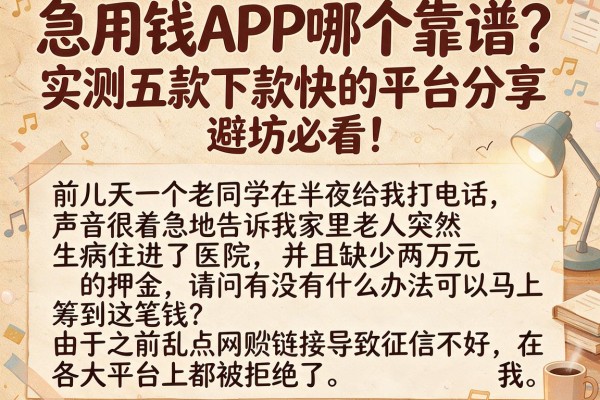 急用钱APP哪个靠谱？实测五款下款快的平台分享，避坑必看！