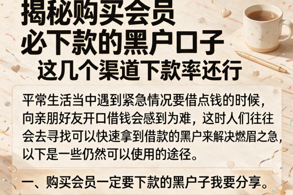 揭秘购买会员必下款的黑户口子，这几个渠道下款率还行
