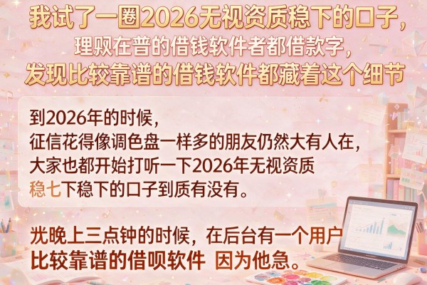 我试了一圈2026无视资质稳下的口子，发现比较靠谱的借钱软件都藏着这个细节