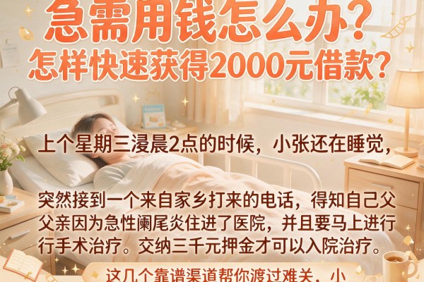 急需用钱怎么办？怎样快速获得2000元借款？这几个靠谱渠道帮你渡过难关