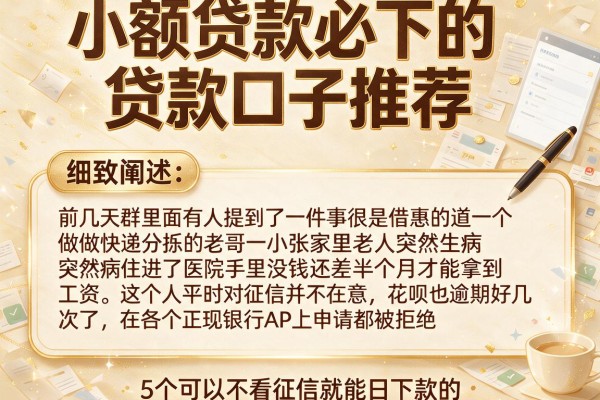 小额贷款必下的贷款口子推荐，细致阐述5个可以不看征信就能下款的app