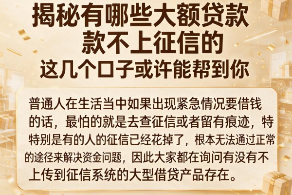 揭秘有哪些大额贷款不上征信的，这几个口子或许能帮到你