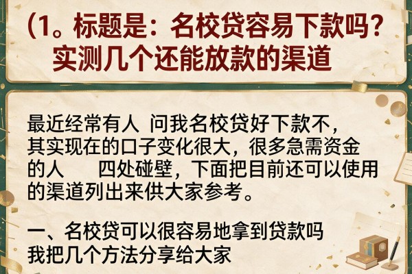 名校贷容易下款吗？实测几个还能放款的渠道