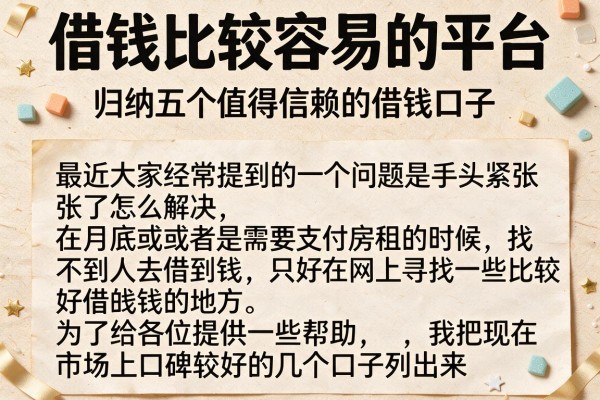 借钱比较容易的平台，归纳五个值得信赖的借钱口子
