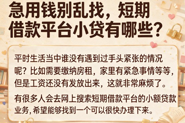 急用钱别乱找,短期借款平台小贷有哪些?整理了这几个口子
